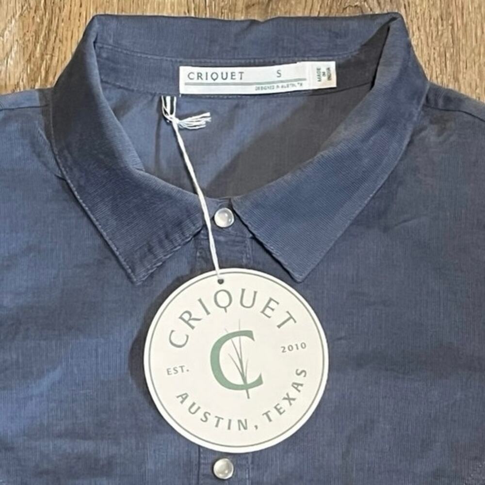 NWT Criquet Corduroy Pearl Snap Dress Womens Small Navy Golf Stretch Preppy - Picture 4 of 6